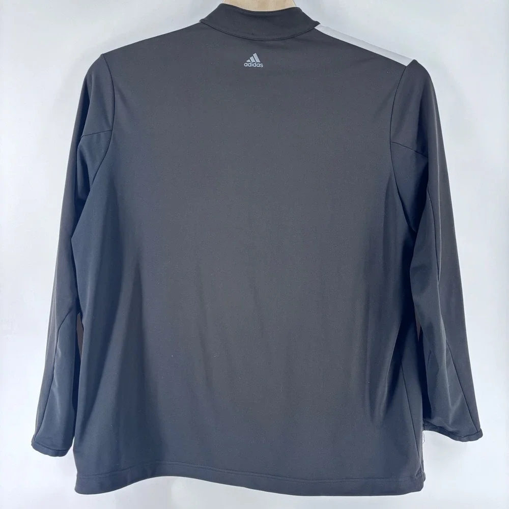 Adidas Golf Climacool Pullover Mens 2XL Black Grey 1/4 Zip 3-Stripe Performance